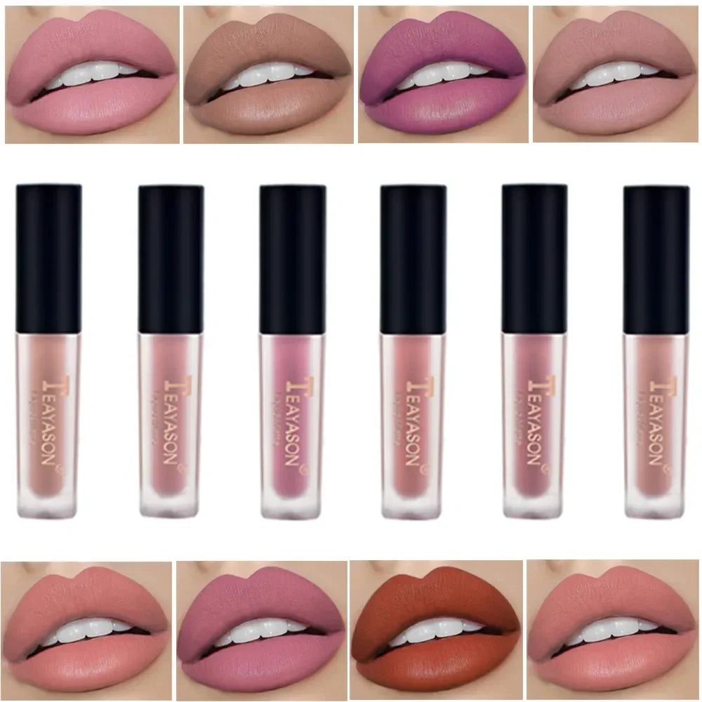 1Pc Women'S Fashion Liquid Matte Lipstick Velvet Lipgloss Nude Makeup Matte Velvet Natural Moisturizer Lip Glosses