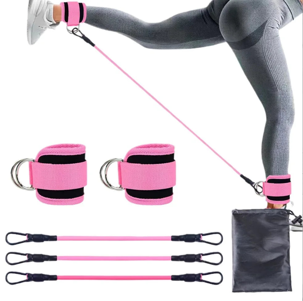 Booty Leg Resistance Bands with Ankle Strap Hip Fitness Trainer Pull Rope Exercises Band Leg Butt Training Women Glutes Workout