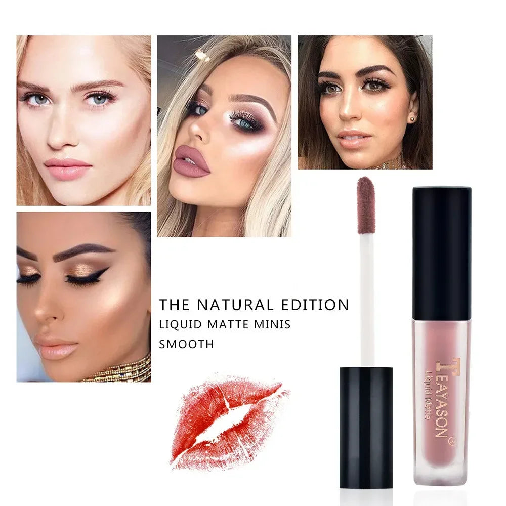 1Pc Women'S Fashion Liquid Matte Lipstick Velvet Lipgloss Nude Makeup Matte Velvet Natural Moisturizer Lip Glosses