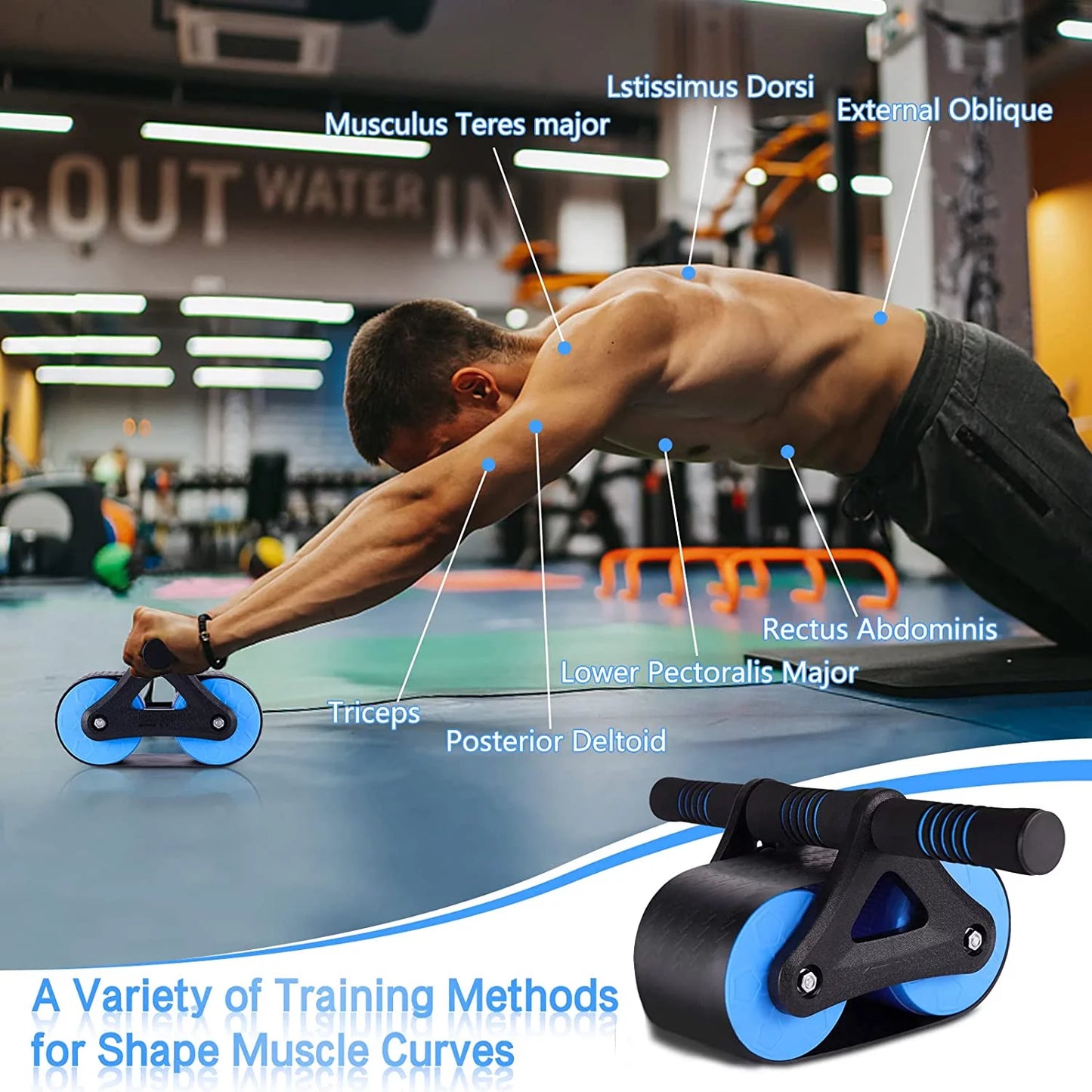 2023 New Ab Roller Wheel, Automatic Rebound Abdominal Wheel, Ab Abdominal Exercise Roller Elbow Support Gym Equipment for Home