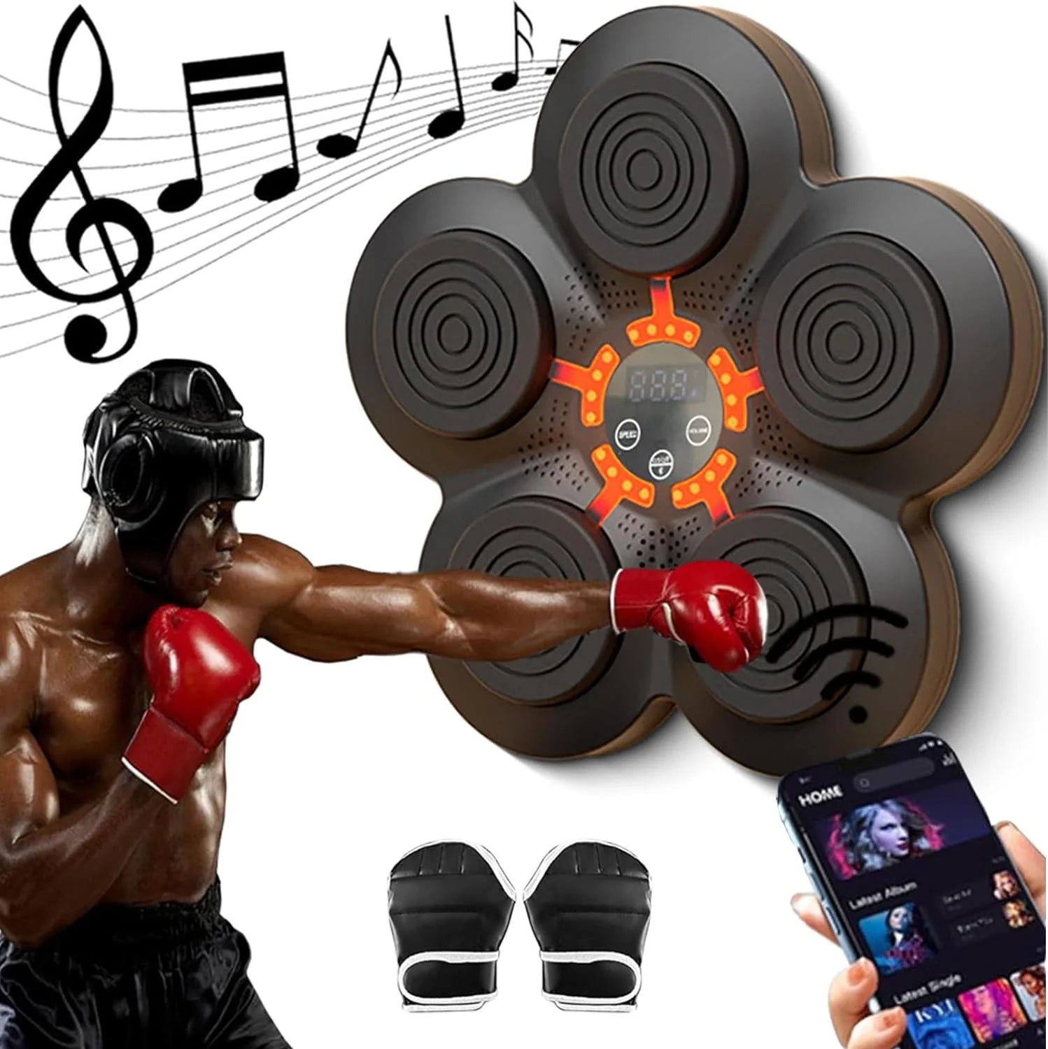 Smart Electronic Music Boxing Machine, Music Boxing,Wall Mounted Boxing Training Punching Equipment, Smart Boxing Target Machine for Home, Indoor and Gym Use