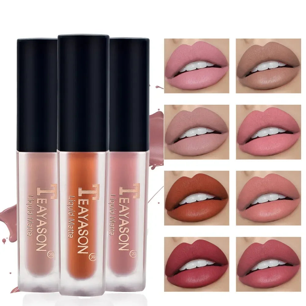 1Pc Women'S Fashion Liquid Matte Lipstick Velvet Lipgloss Nude Makeup Matte Velvet Natural Moisturizer Lip Glosses