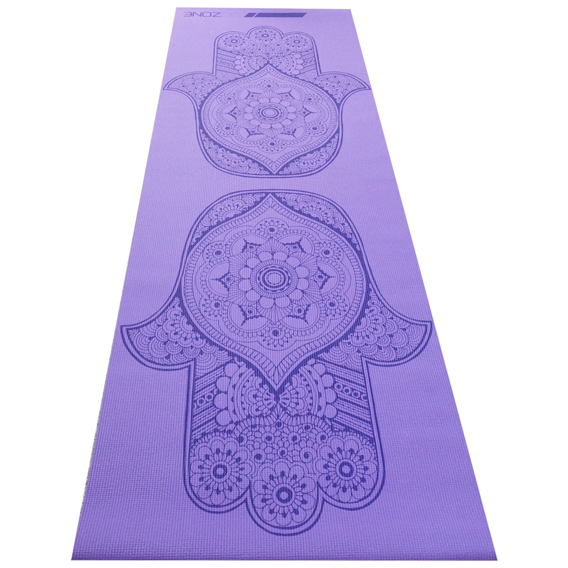 Fitness Reversible Yoga Mat, Hamsa Print, 4 Mm Thickness, Purple